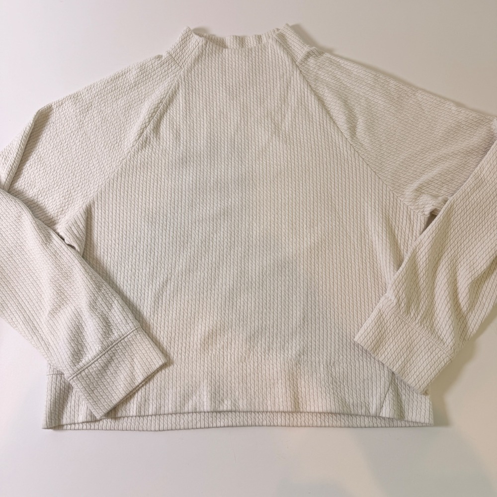 Calia off white Quilted Cable Knit Mock Neck Raglan Long Sleeve Top Large